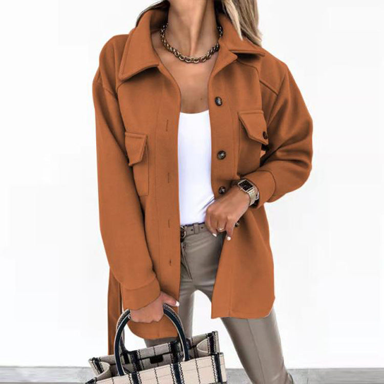 Damen Oversize-Hemdjacke mit praktischen Taschen und modernem Kragen Stalluxe