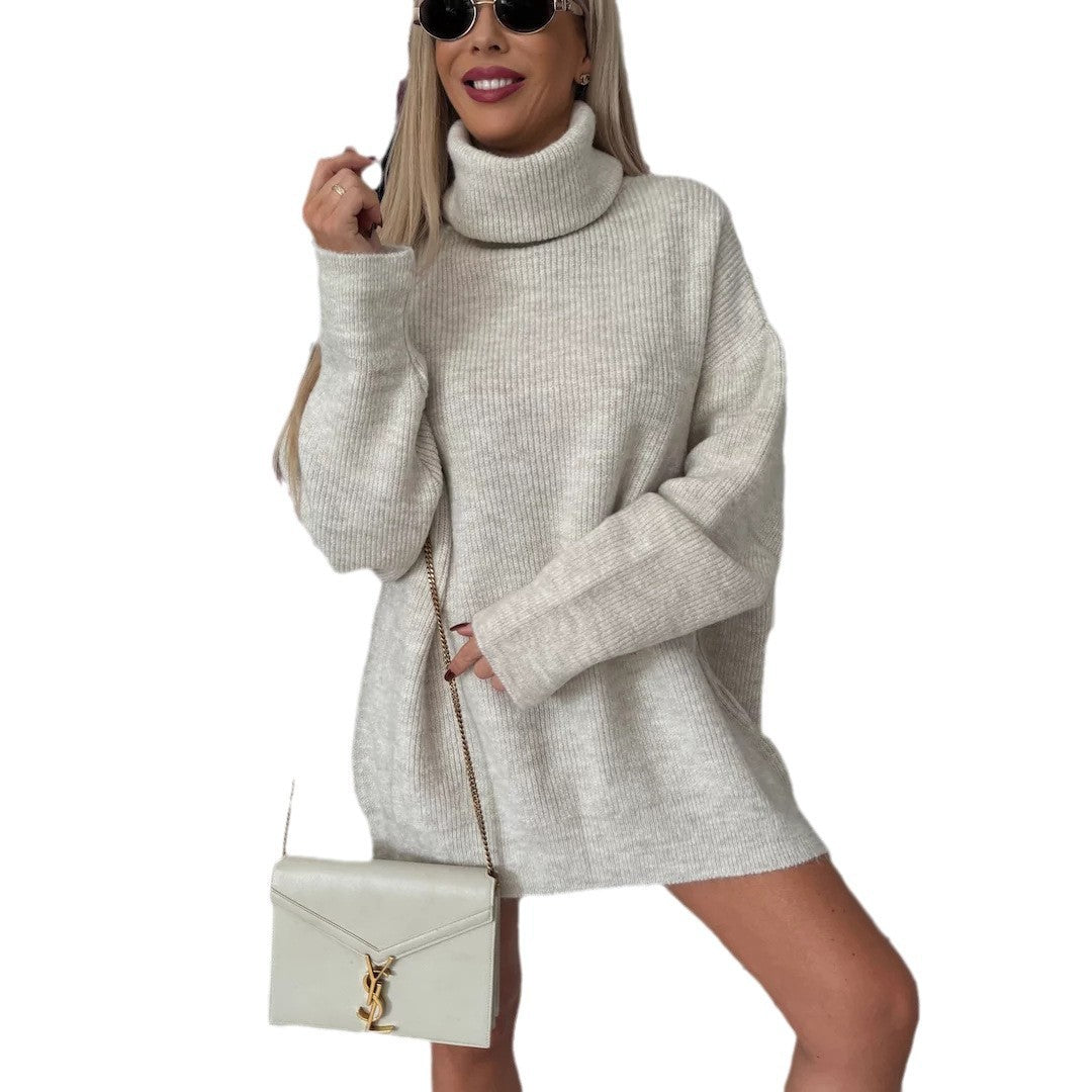 Damen Strickpullover mit hohem Kragen und weitem Schnitt Stalluxe