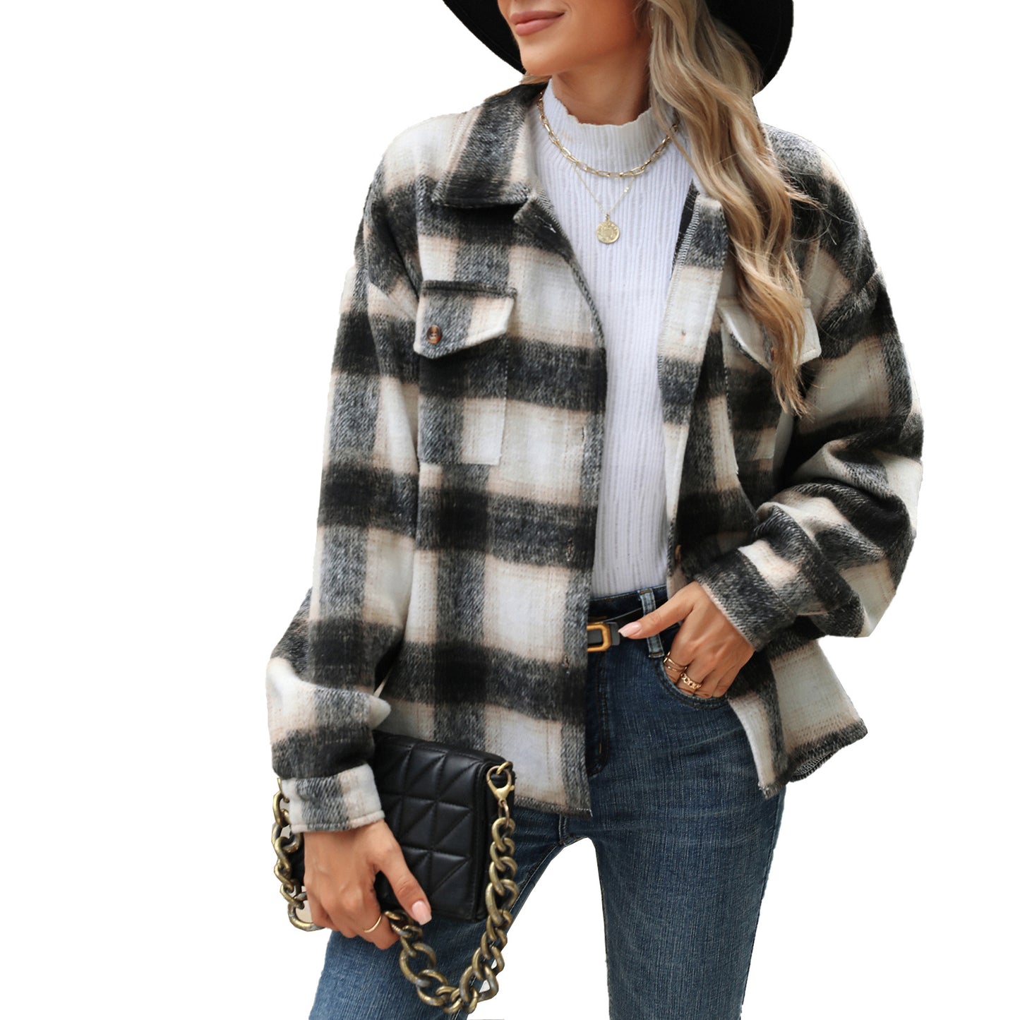Damen Karierter Flanell Overshirt mit Brusttaschen und lässigem Schnitt Stalluxe
