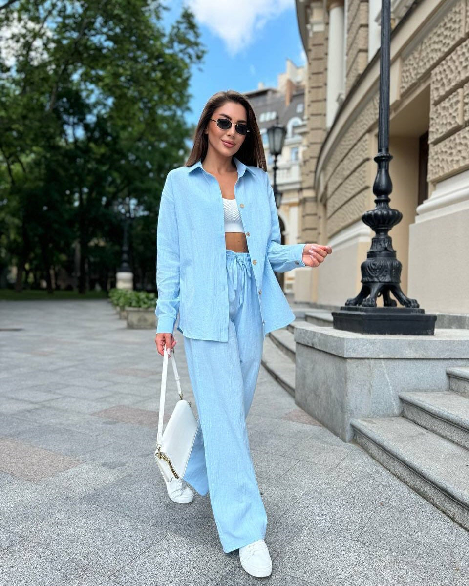 Damen modische weit geschnittene Jacke und Hose Set Stalluxe