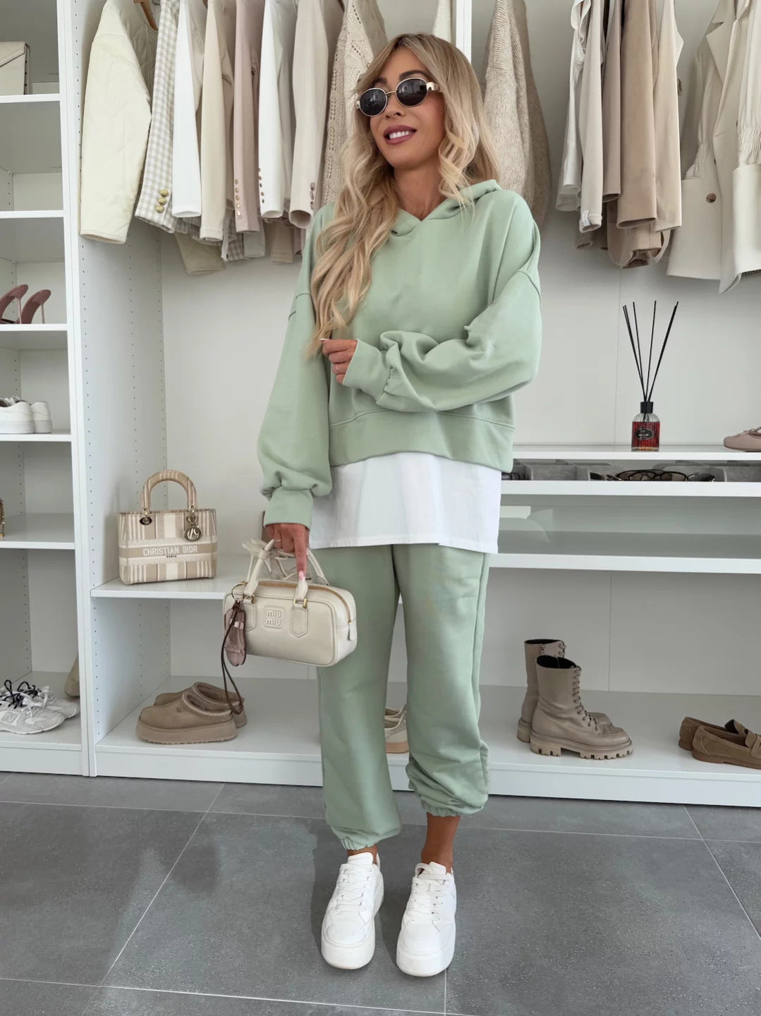 Damen lässiges cropped Hoodie und bequeme Jogginghose Set Stalluxe