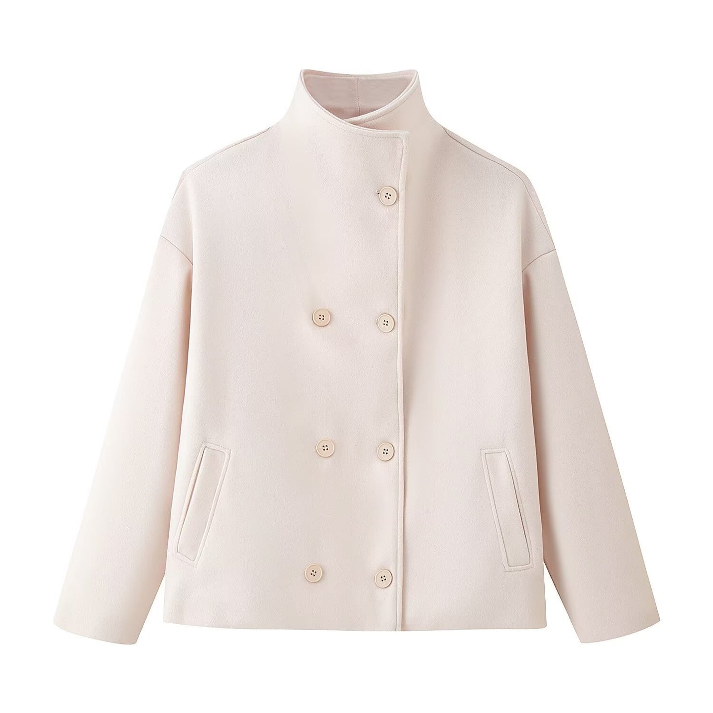 Damen modische Wolljacke mit doppelter Knopfleiste Stalluxe