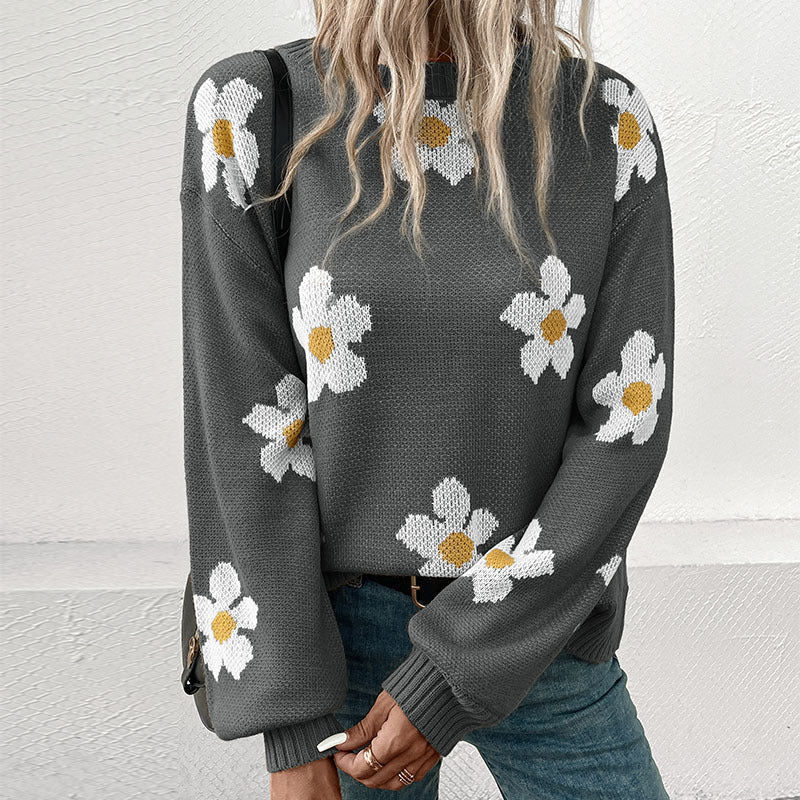 Damen Strickpullover mit floralen Akzenten und weitem Schnitt Stalluxe