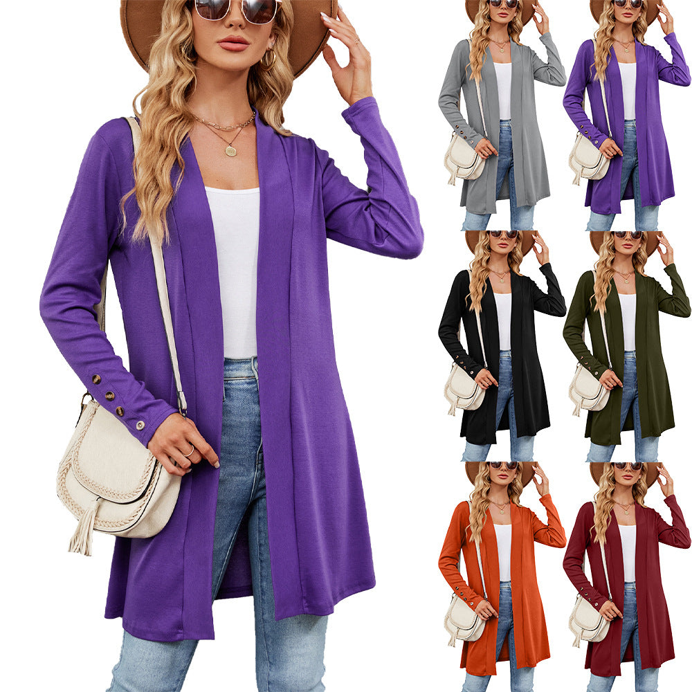 Damen longline Cardigan mit modischen Knopfdetails und offener Front Stalluxe