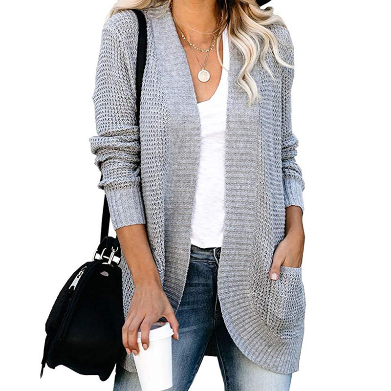 Damen Strickjacke mit modernem Strickmuster und praktischen Taschen Stalluxe
