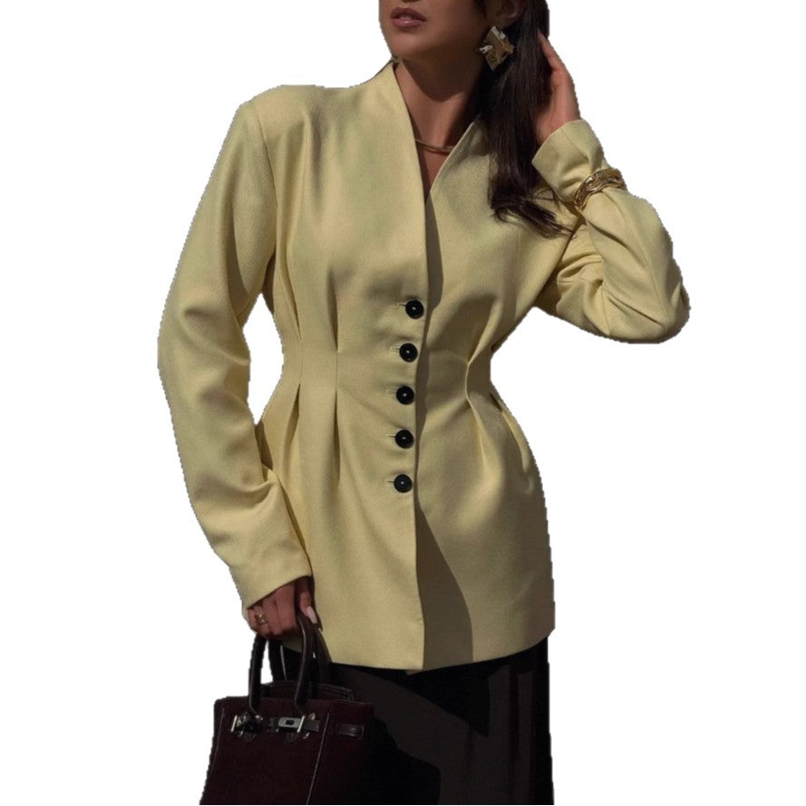 Damen Modischer Blazer mit tailliertem Schnitt und eleganten Knopfdetails Stalluxe