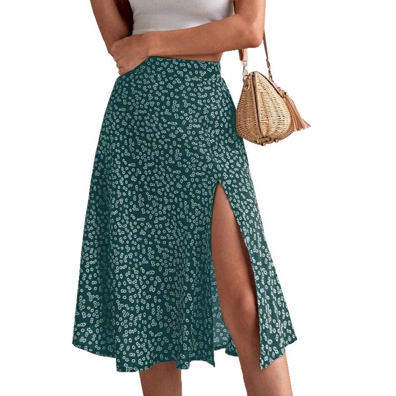 Damen Midi-Rock mit seitlichem Schlitz und verspieltem Blütendesign Stalluxe