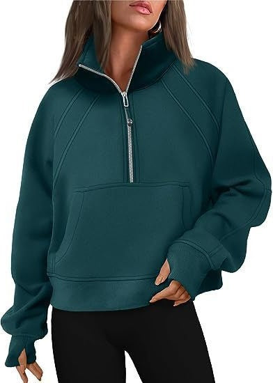 Damen Trendy Fleecepullover mit Stehkragen und Zipper Stalluxe