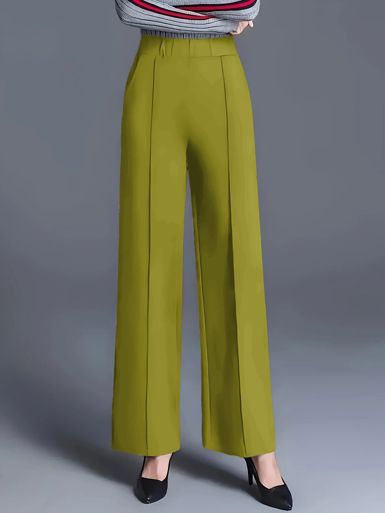 Damen elegante Hochbundhose mit Faltenwurf und dehnbarem Bund Stalluxe