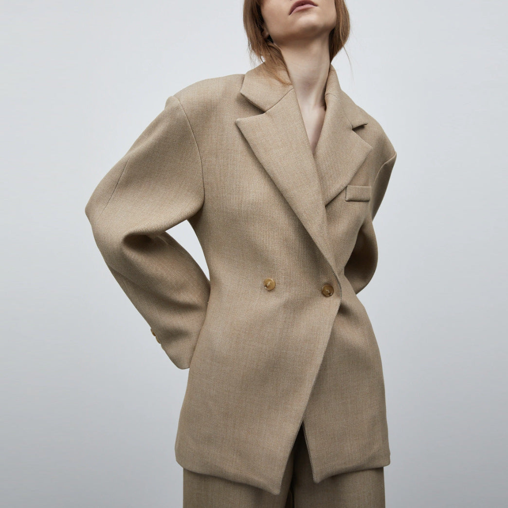 Damen Modischer Oversized Blazer mit doppelter Knopfleiste und strukturiertem Stoff Stalluxe