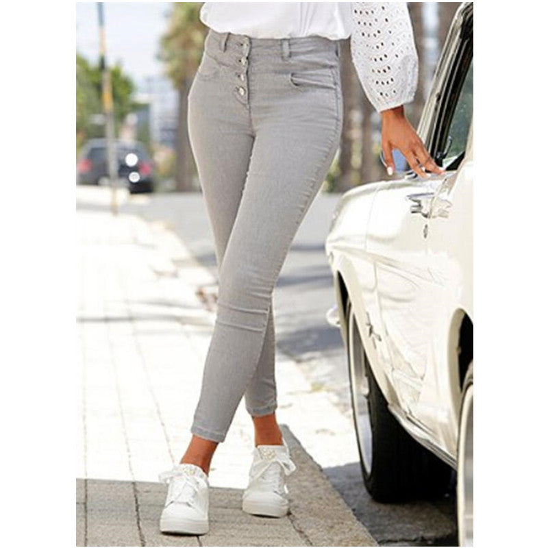 Damen Slim Fit Jeans mit Knopfleiste Stalluxe