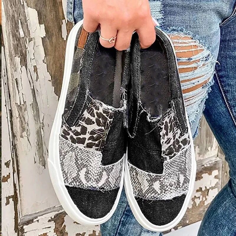 Damen Slip-On Sneakers mit trendiger Tierfell-Optik und flexibler Sohle Stalluxe