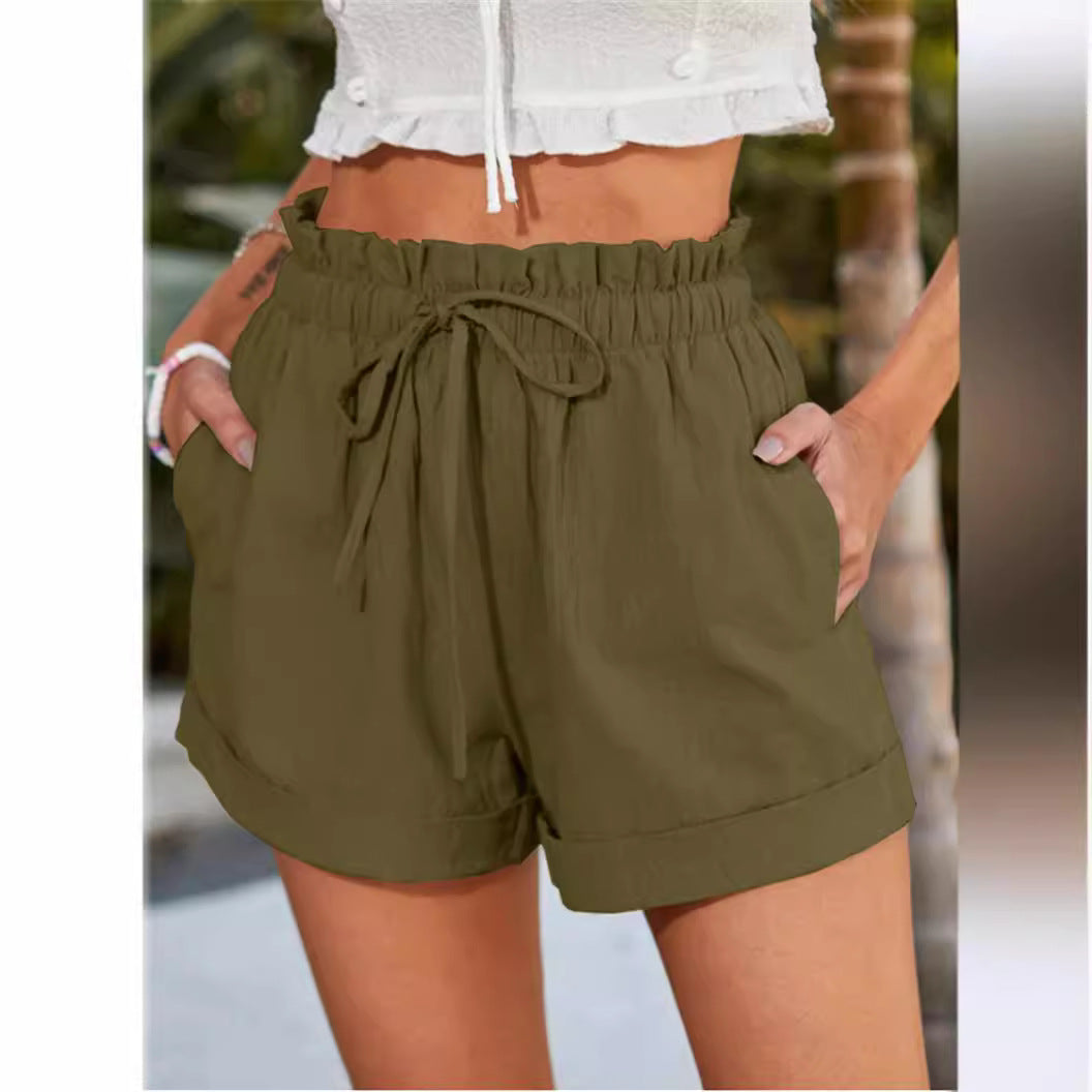 Damen lässige Sommer-Shorts mit elastischem Bund und Taschen Stalluxe