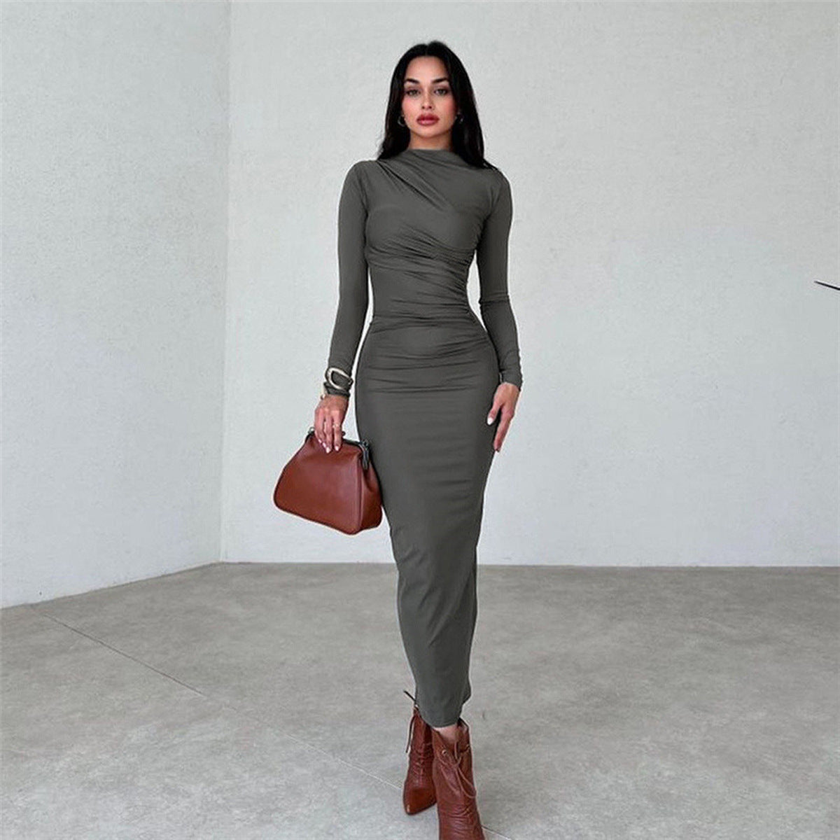 Damen Raffiniertes Langarmkleid mit figurbetonendem Schnitt Stalluxe