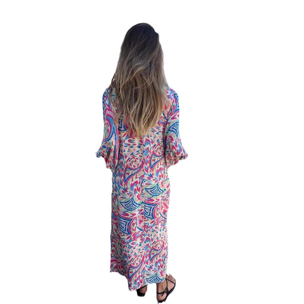 Damen Langarmkleid mit V-Ausschnitt und praktischen Taschen Stalluxe