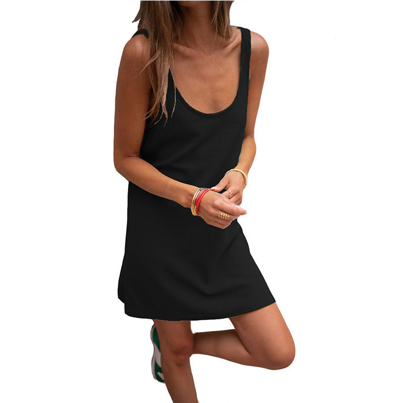 Damen Sommerliches Freizeitkleid mit tiefem Ausschnitt und leichtem Stoff Stalluxe
