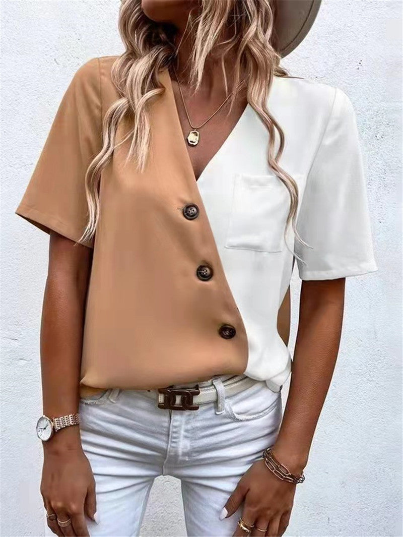 Damen Trendige Bluse mit asymmetrischem Schnitt und Knopfdetail Stalluxe