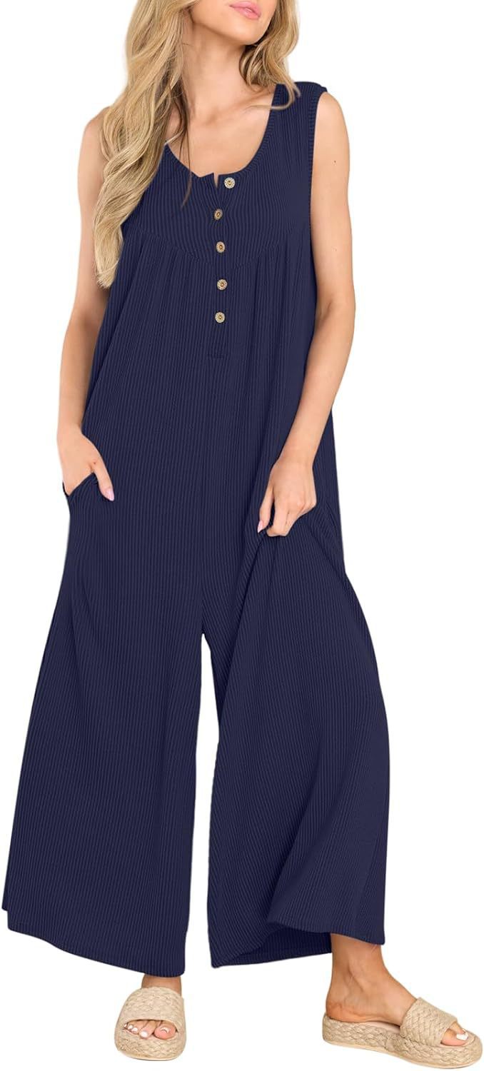 Damen Luftige Jumpsuit mit Knopfdetails und Taschen Stalluxe