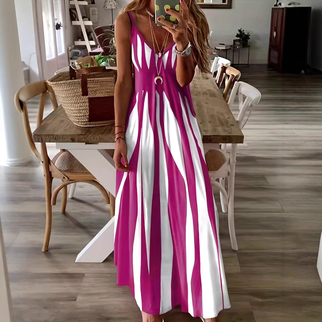 Damen Maxikleid mit modischem Streifenmuster Stalluxe