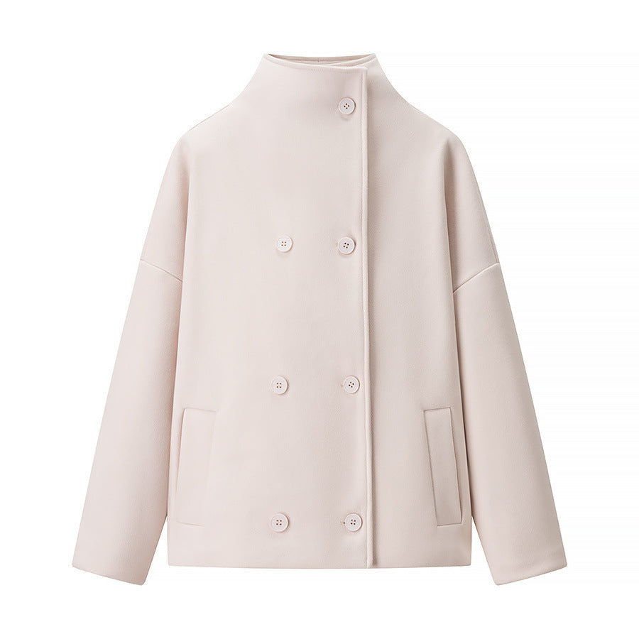 Damen modische Jacke mit hohem Kragen und doppelter Knopfleiste Stalluxe