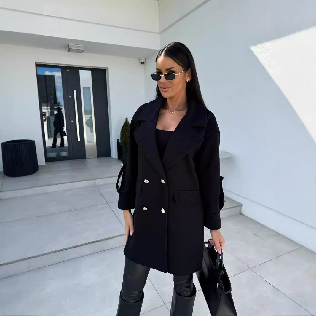 Damen Übergangsblazer im modischen Oversize-Schnitt mit schicken Knopfdetails Stalluxe