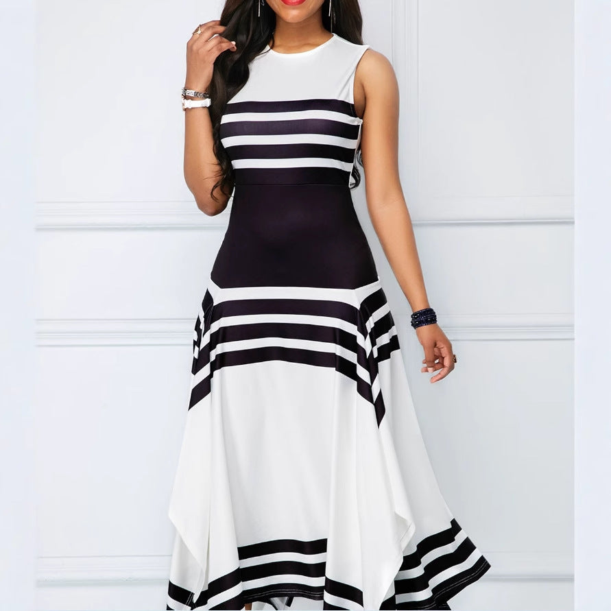 Damen asymmetrisches Maxikleid mit Streifenmuster Stalluxe
