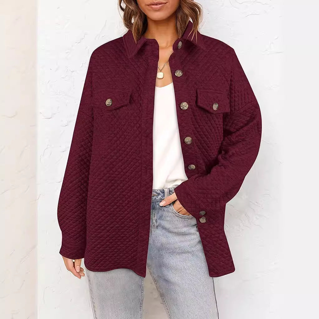 Damen lässige Steppjacke mit praktischen Taschen und modischen Knöpfen Stalluxe