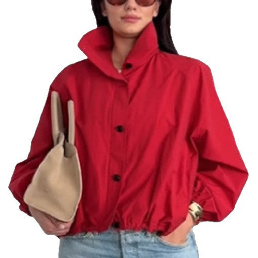 Damen lässige Oversized-Jacke mit hohem Kragen Stalluxe