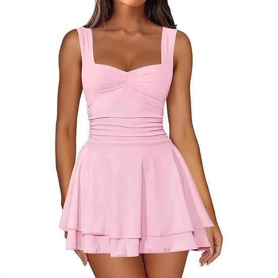 Damen Skaterkleid mit gerafftem Oberteil und ausgestelltem Rock Stalluxe