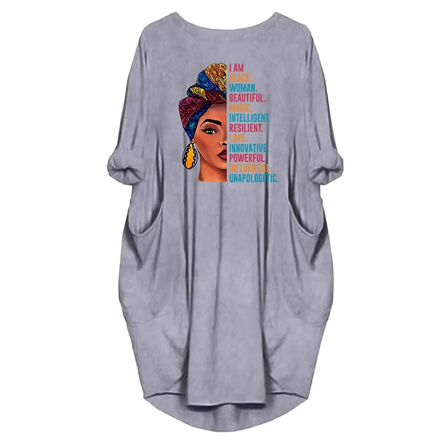 Damen Kleid mit lässigem Schnitt und kreativen Motiv und praktischen Taschen Stalluxe
