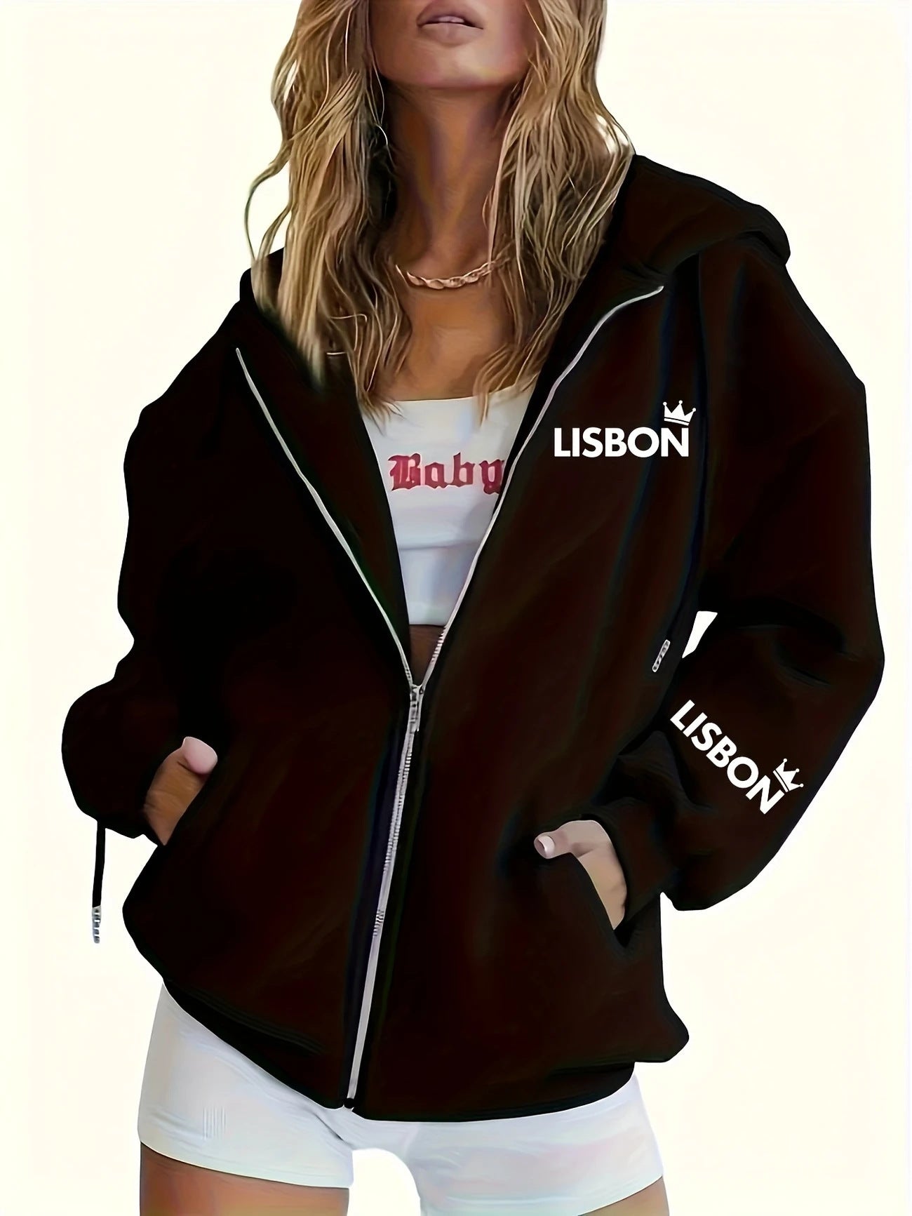Damen lockerer Urban Style Kapuzenjacke Stalluxe