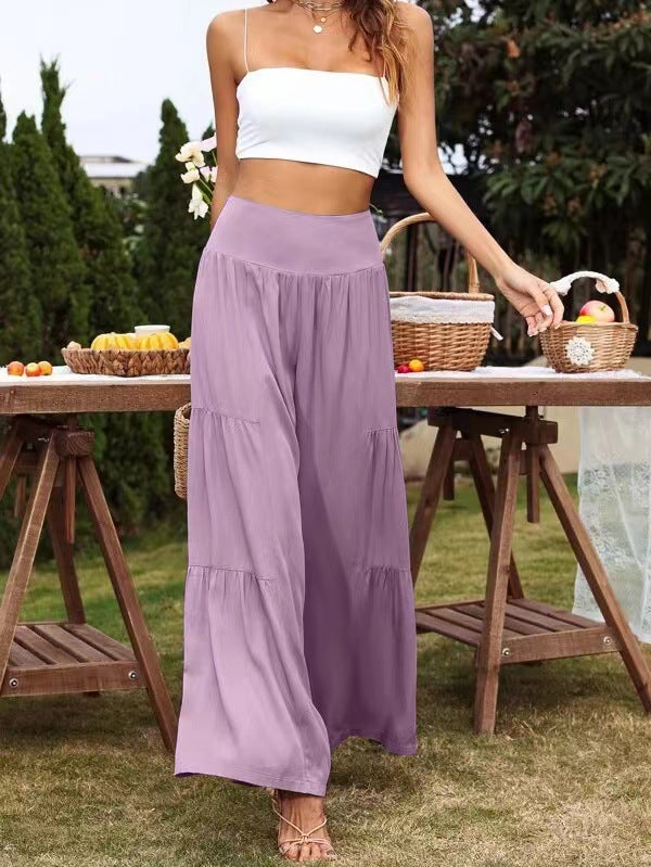 Damen Weit geschnittene Sommerhose mit elastischem Bund und fließendem Schnitt Stalluxe