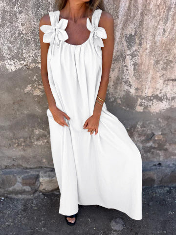 Damen Maxikleid mit verspielten Blumenapplikationen Stalluxe