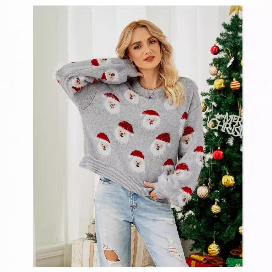 Damen festlicher Pullover mit weihnachtlichem Santa-Muster Stalluxe