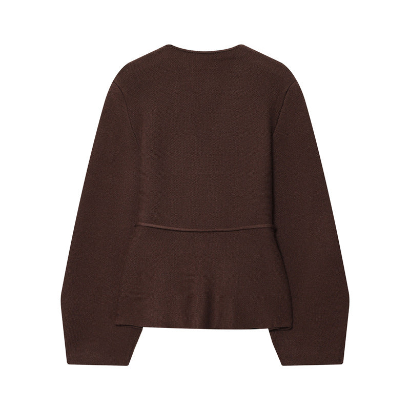 Damen modischer V-Ausschnitt Strickpullover mit taillierbarem Bindegürtel Stalluxe