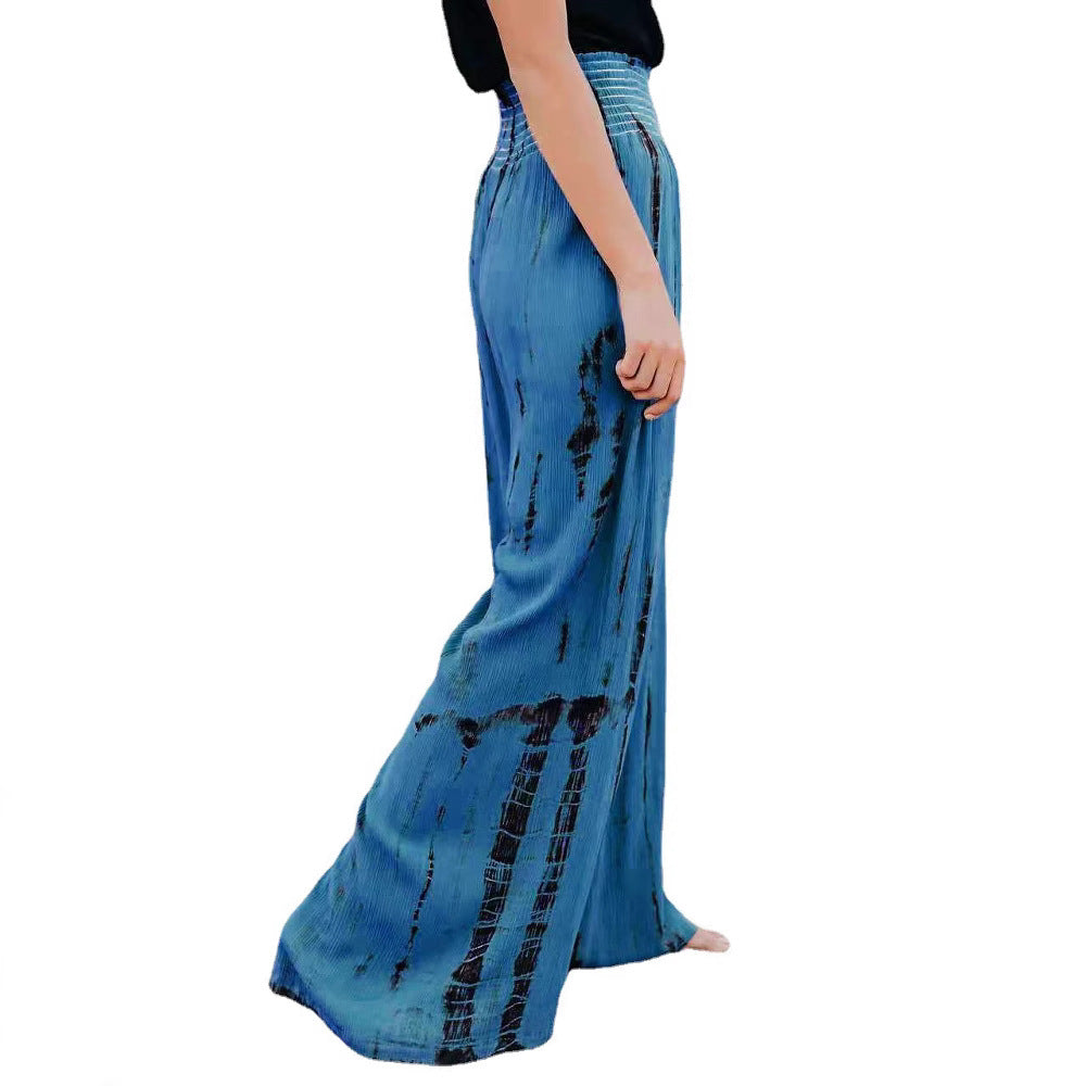 Damen elegante weite Pluderhose mit tiefem Bund und grafischem Druck Stalluxe