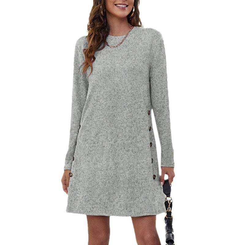 Damen Sweatkleid mit eleganter Knopfleiste und modernem Schnitt Stalluxe