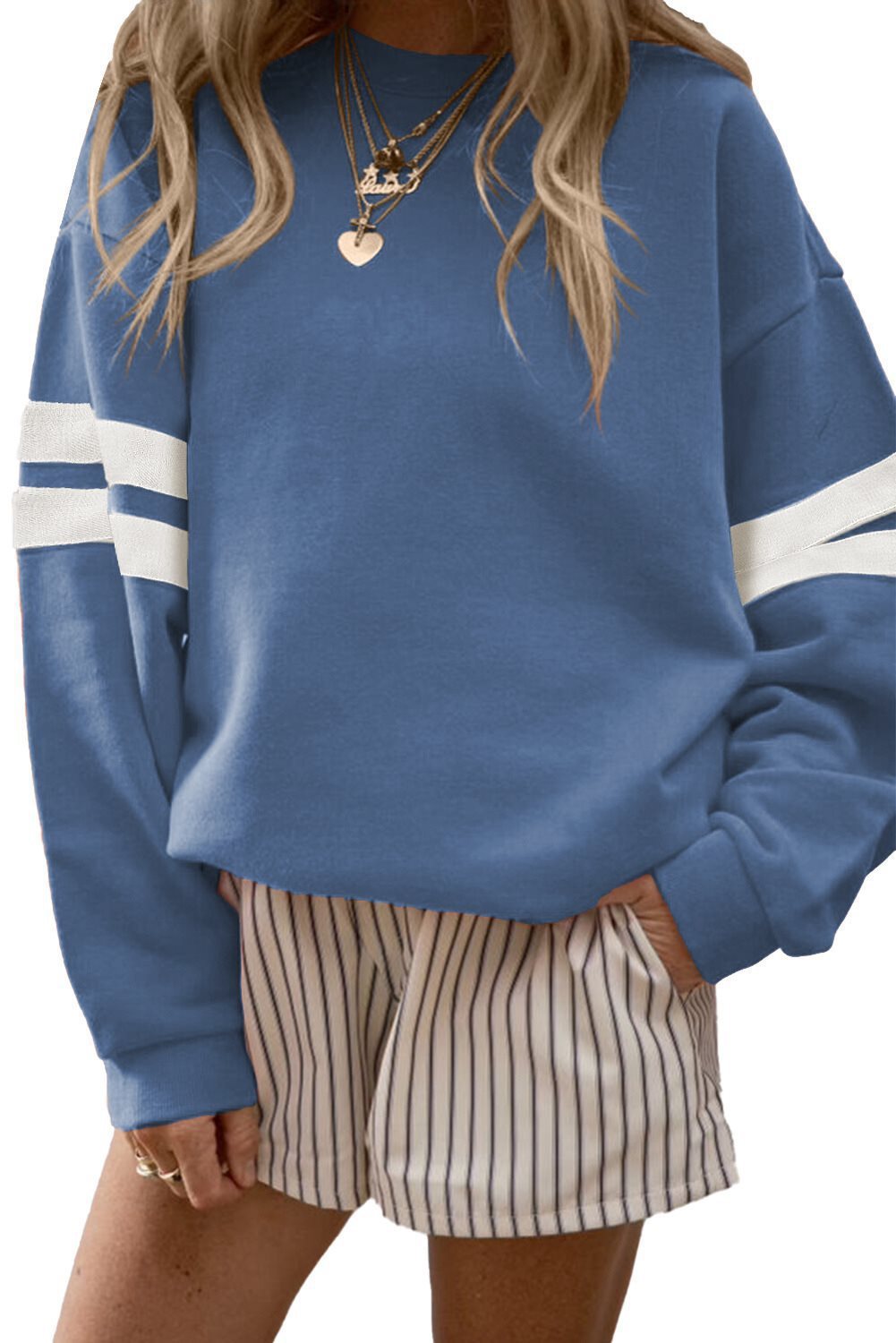 Damen Sportlicher Oversized Pullover mit Streifenakzenten und lässigem Schnitt Stalluxe