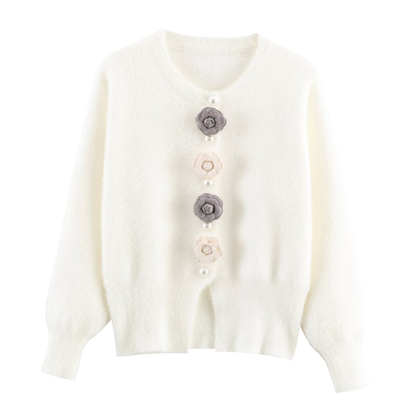 Damen Kuschelige Strickjacke mit stilvollen Blumendetails Stalluxe