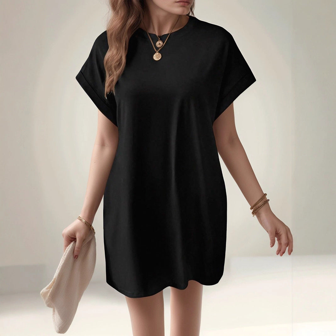 Damen lässiges T-Shirt Kleid mit tiefen Seitentaschen und bequemem Schnitt Stalluxe