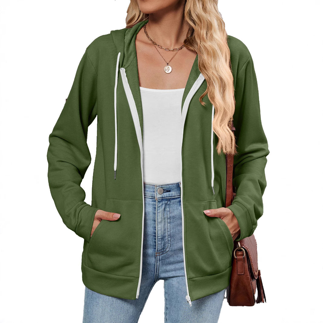 Damen Kapuzenjacke mit seitlichen Eingrifftaschen und kontrastierenden Reißverschlüssen Stalluxe