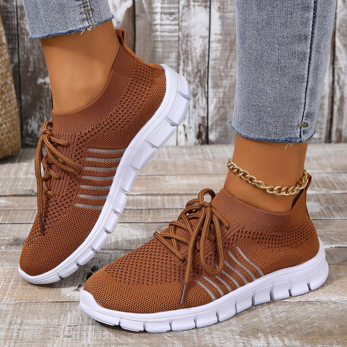 Damen Sportliche Sneakers mit atmungsaktivem Strickoberteil Stalluxe