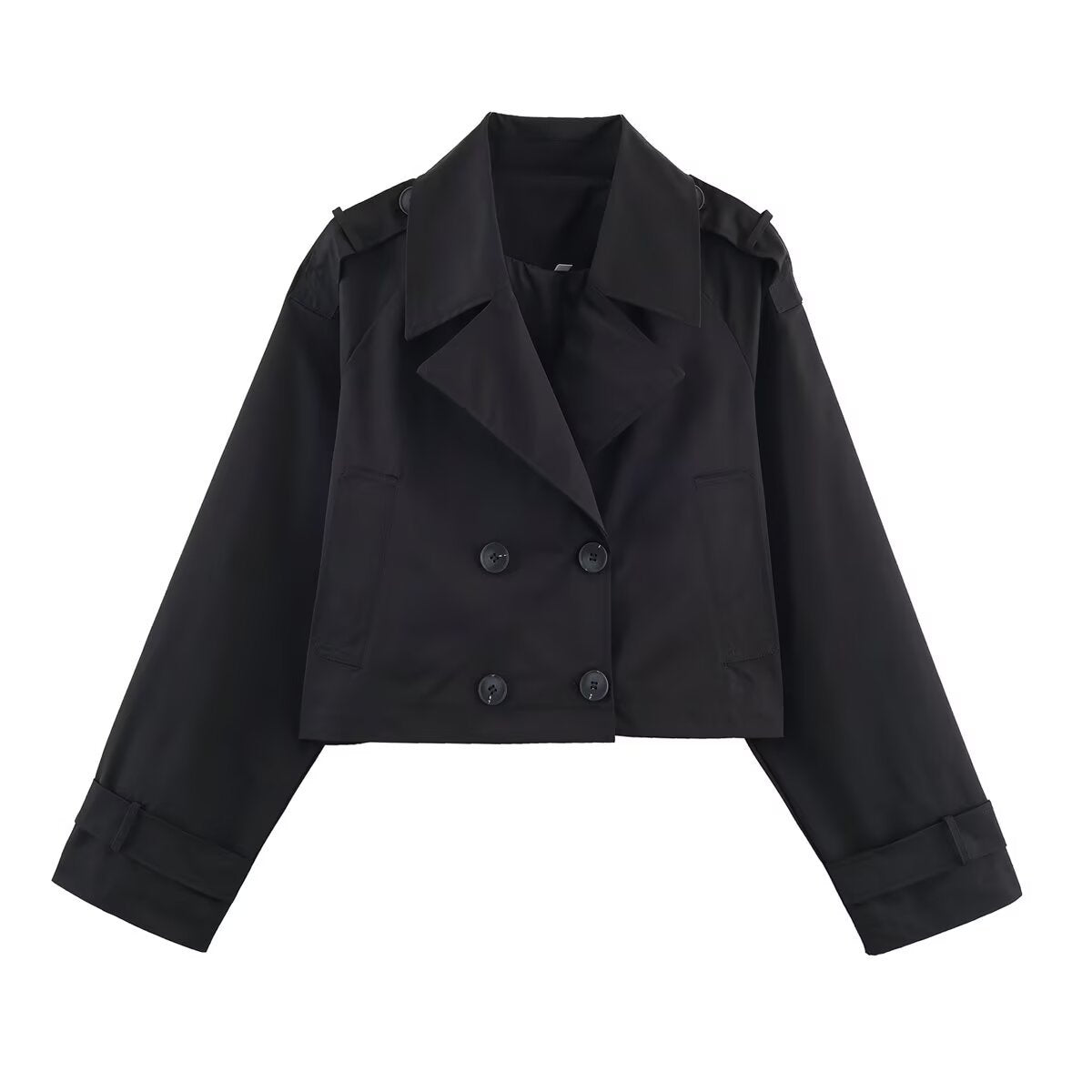 Damen modische cropped Trenchjacke im klassischen Stil mit doppelter Knopfleiste Stalluxe