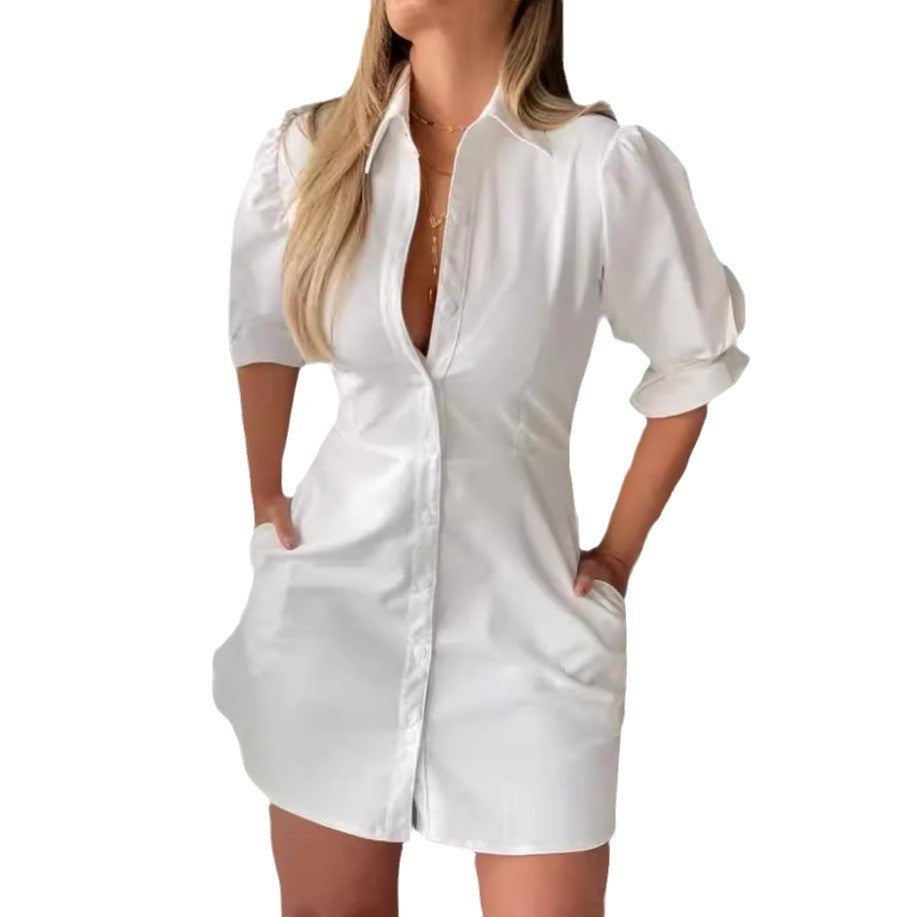 Damen Hemdblusenkleid mit schickem Kragen und praktischen Seitentaschen Stalluxe