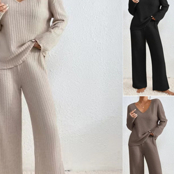 Damen Lässiges Strickoberteil und Hosen Set Stalluxe