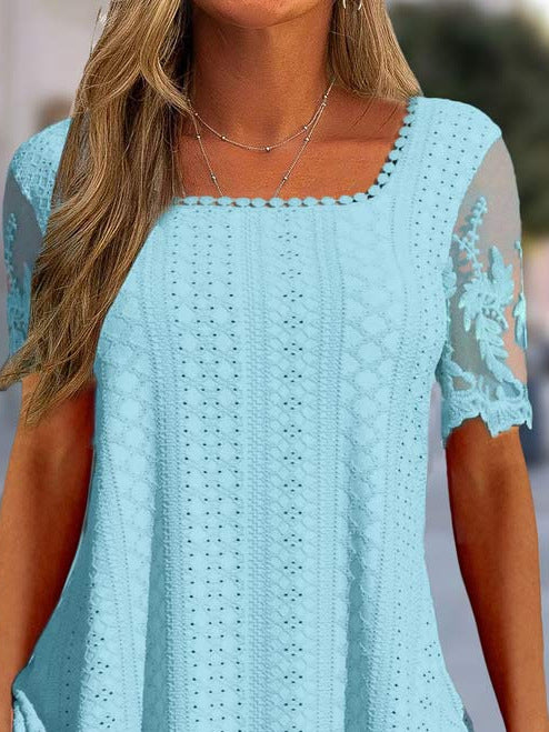 Damen Elegante Häkelbluse mit transparenten Ärmeln Stalluxe