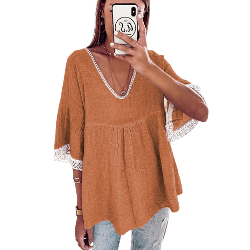 Damen Elegantes Blusenshirt mit Spitzenbesatz Stalluxe