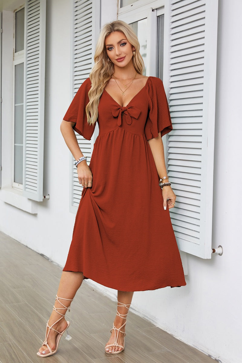Damen luftiges Maxikleid mit nostalgischem Knotendesign Stalluxe