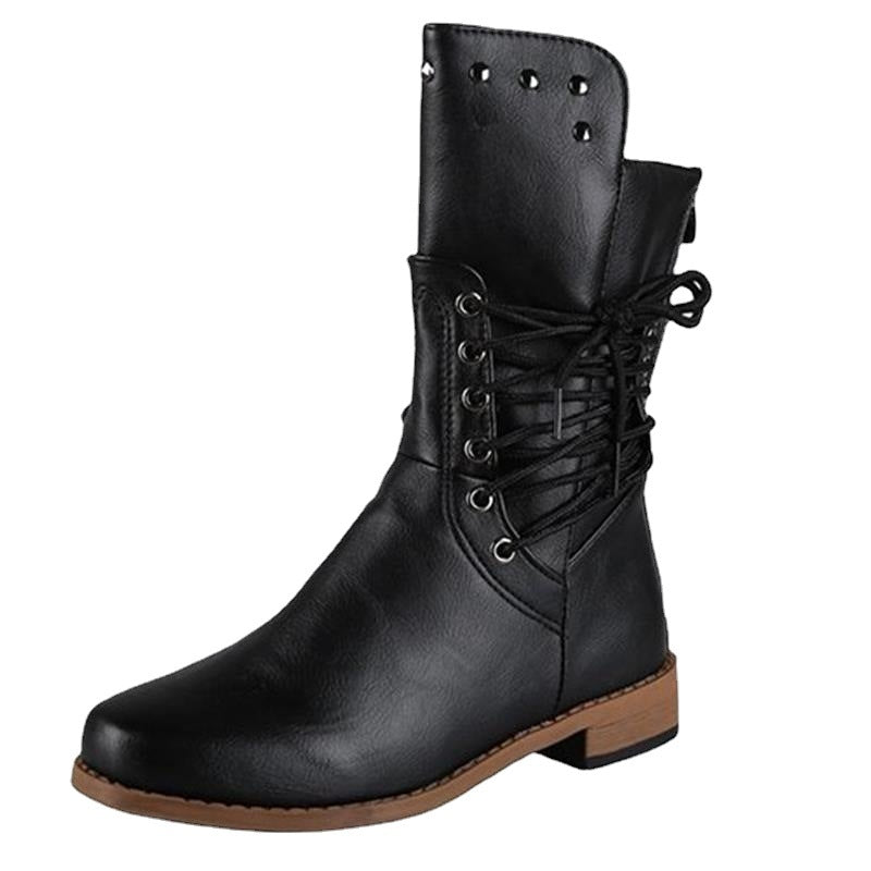 Damen modische Schnürstiefel mit eleganter Verzierungen Stalluxe