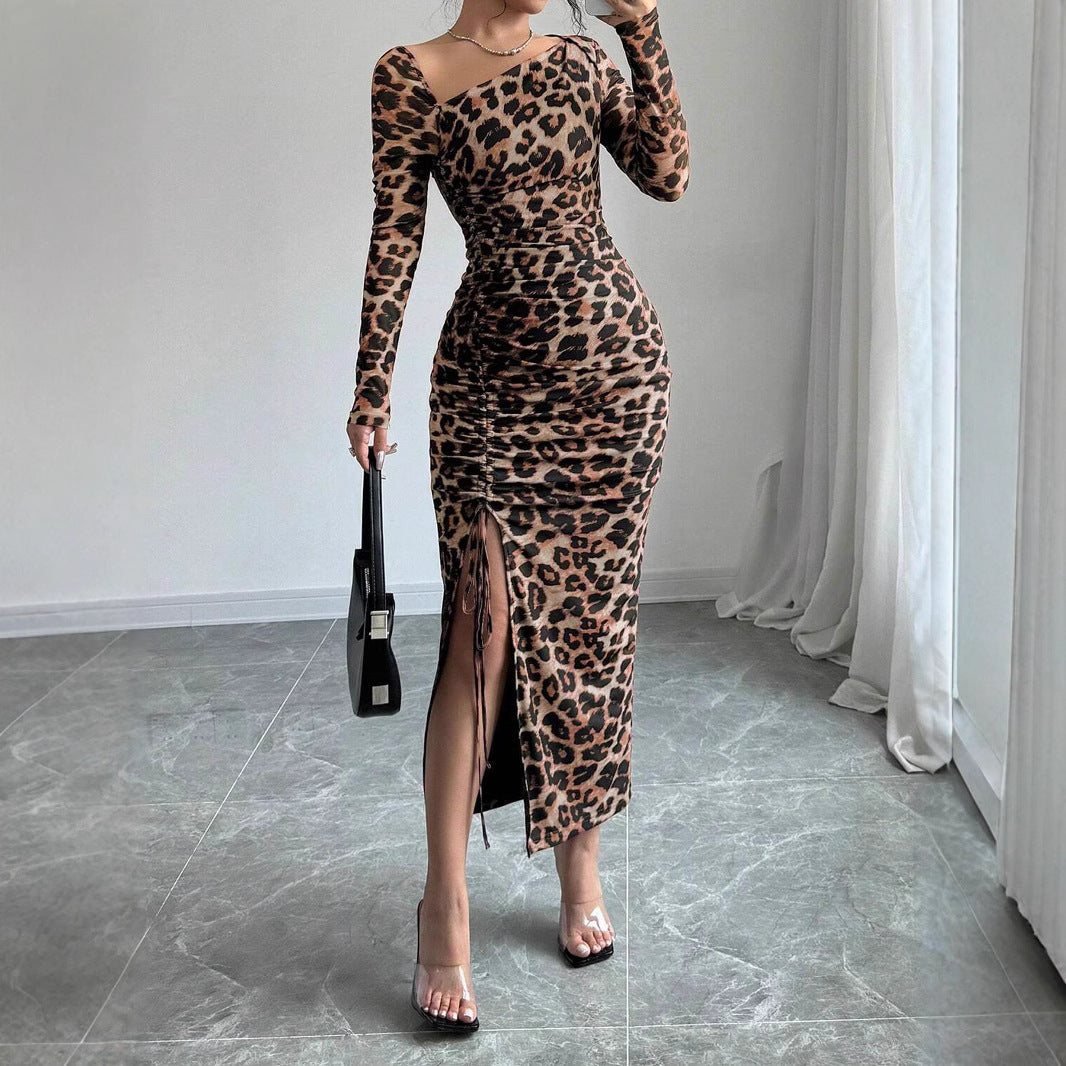 Damen Maxi-Kleid mit figurbetonter Silhouette und asymmetrischem Ausschnitt Stalluxe